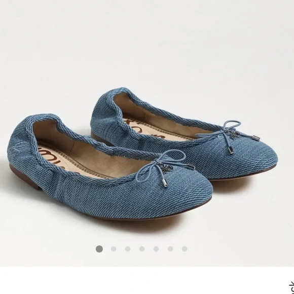 Sam Edelman Felicia Ballet Flat Shoes Blue Denim - Picture 2 of 7